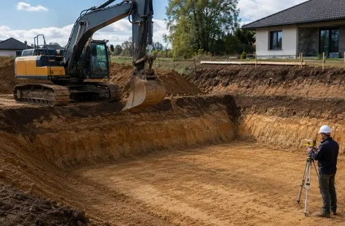 Послойная разработка котлована с контролем глубины и сохранением защитного слоя грунта.